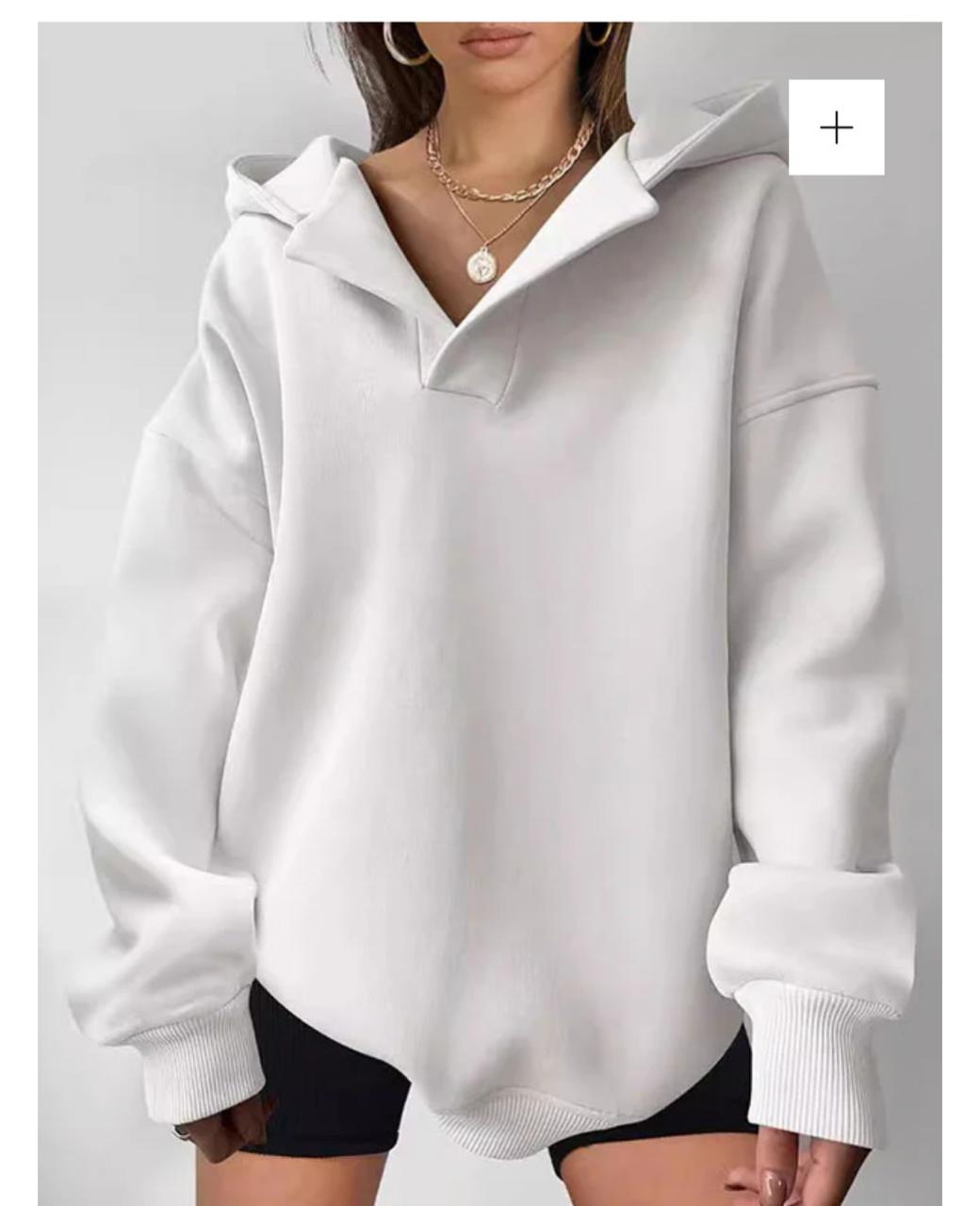 Betskor oversized soft sponge cotton hoodie in white